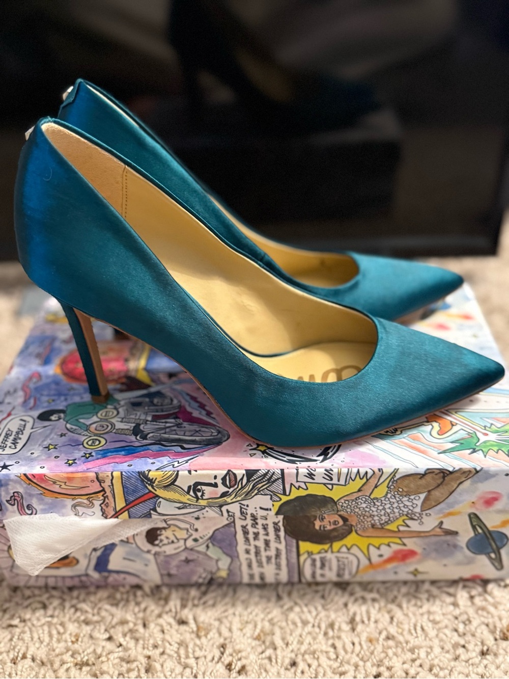 EUC Sam Edelman Teal Satin Hazel Pumps